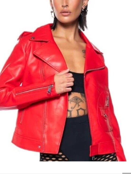 AKIRA Jackets & Blazers - AKIRA Bold Red Faux Leather Jacket